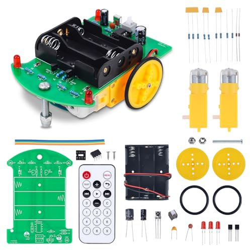 Praxis Löten Lernen Ferngesteuertes Auto Kit, Anfänger DIY 2WD Smart Robot Car Bausatz Elektronische und Heimwerker Lernen Sie zu löten