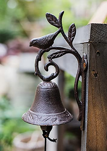 GTPBAO Traditional Ringing Doorbell, Sign with Birds, Handcrafted Solid Iron Dinner Bell for Front Door/Grocery/Restaurant