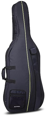 GEWA Cello Gig Väska Aspirante 10 mm Skumvaddering, Ryggsäcksrem, Musikväska, Rosettväska, Svart, 1/2, Modern