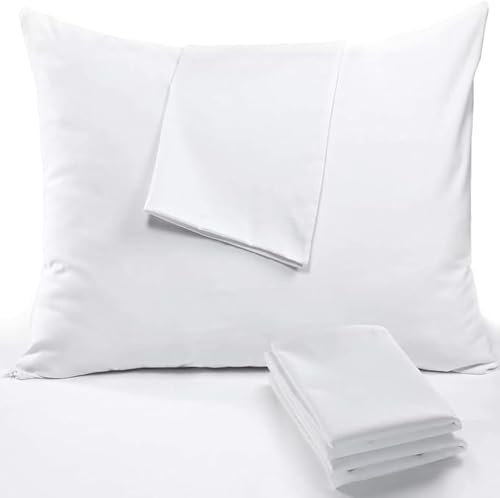 RICHAIR – Kissenschutz 80 x 80 cm, 2er-Set, wasserdicht – Reißverschluss – atmungsaktiv und gegen Bettwanzen und Hausstaubmilben – weißer Polyester-Kissenschutz
