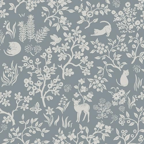 Yomshi Papel tapiz autoadhesivo con diseño de hojas florales, papel tapiz de animales, papel tapiz gris para despegar y pegar, papel tapiz de vinilo impermeable para sala de estar, dormitorio,