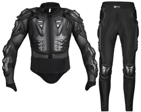 M&Catree Chaqueta con Armadura Protectora para Motocicleta Pantalones de Protección para Moto Armadura Protectora Ropa de Protección (201EVA | Negro 2pcs/Set, M)