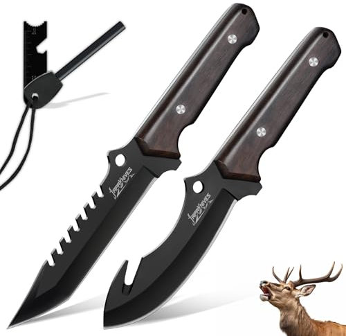 Japaknives Jagdmesser Outdoor Messer,Aufbrechmesser Jagd Set,Survival Messer Feststehende Klinge,Skinner Messer with Sheath,Angelmesser Sehr Scharf,Geschenk Für Männer