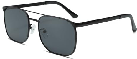 Long Keeper Retro Gafas de Sol Piloto para Hombre Mujer Gafas de Sol Cuadradas Metal Años 70s 80s Gafas de Piloto Cuadradas Clasicas Protección UV400, 55MM