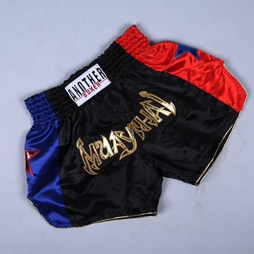 Anotherboxer - Pantaloncini da Muay Thai, arti marziali, Grappling, kick boxing, Muay Thai, per uomini e donne, con design traspirante, perfetti per l'allenamento MMA di Anotherboxer (M nero)