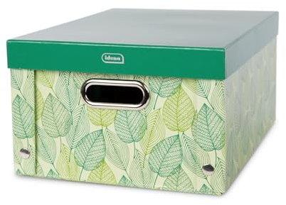 Idena 11195 - Scatola portaoggetti con coperchio e maniglie in metallo, cestino portaoggetti in robusto cartone, ca. 37,5 x 28 x 18 cm