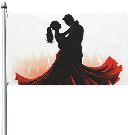 Drapeau double face de 0,9 x 1,5 m - Drapeau décoratif 200D lourd pour extérieur - Pour salle de bal, danse - Drapeau de bienvenue avec 2 œillets - Pour extérieur, vacances, mariage