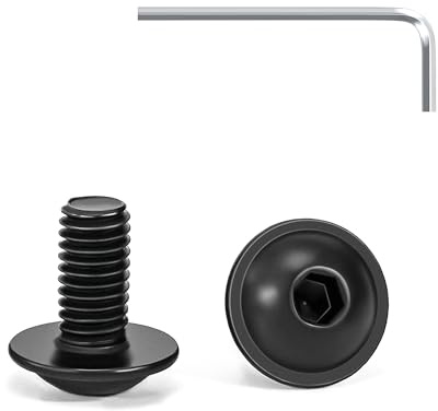 Tunejoy 20 Piezas Tornillos de Cabeza Alomada con Brida M5 x 10 mm Negro Tornillo de Cabeza Hexagonal de Acero Inoxidable A2 V2A Tornillos Máquina con llave Allen Rosca Completa