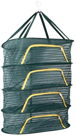 GEERYZHE Rejilla de Secado de Hierbas, 4 Capas con Cremallera en Forma de U Rejilla de Secado de Hierbas Rejilla de Secado de Brotes Colgante para Hierbas Plantas Semillas