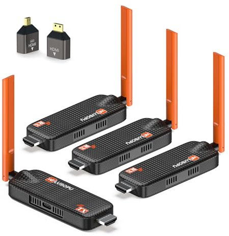 2025 HDMI Drahtlos Sender mit 3 Empfängern bis zu 6 TV, 4K Decoding 5G/1080P Funk HDMI Extender Streaming Video für Laptop/Audio, PC, Kamera zu Multi TV, Beamer, Monitor, Low Latency - 98FT/30M