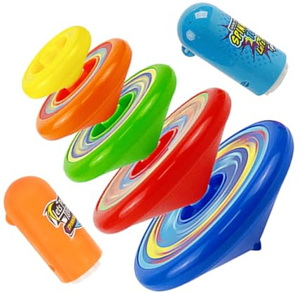 Toyvian Toupie Enfant Empilable 5 Jouets Gyroscopiques avec 2 Lanceurs Jouet Rotatif pour Enfants Arène De Combat Colorée Coordination Œil-Main Jeux Éducatifs pour Filles Et Garçons