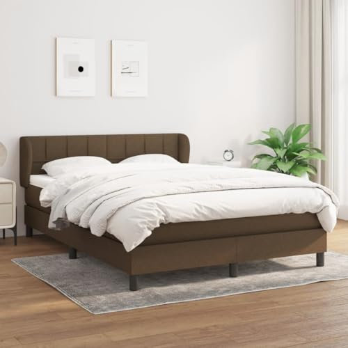 LAPOOH Boxspringbett mit Matratze Dunkelbraun 140x200 cm Stoff, Bettgestell, Bett, Schlafbett, Bed Frame, Schlafzimmer Bett - 3126248