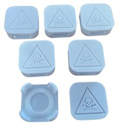 Insecticide Gel Poison Holder - Set of 6 Reusable Traps in 3D Printing with Secure Closure, Hazard Engraving and Easy Wash - For Ants, Cockroaches and Cockroaches (White)