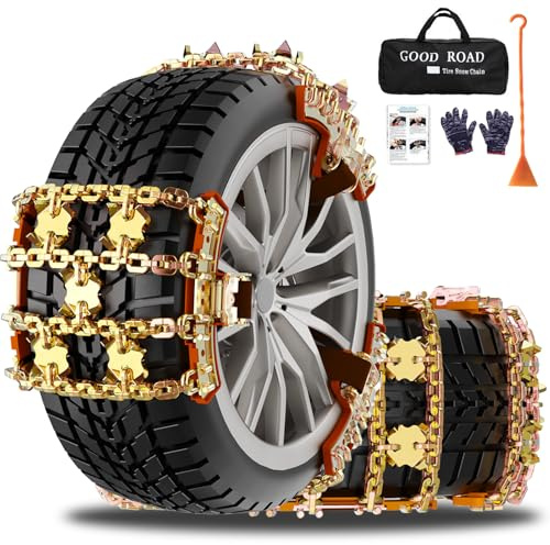 Snow Tire Chains for Cars/SUV/Pickup, Reusable Universal Tire Chains for Ice and Snow, Fit Tire Width 185-265mm, 6PCS