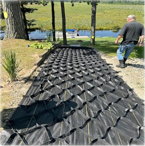 Material de rejilla de estabilización de grava resistente de 5 cm para calzadas, suelo, rocas y hierba, 1 unidad (8,8 x 9,8 m, 9 x 10 m), solución de protección del suelo