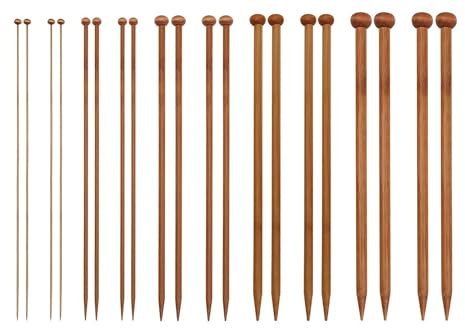 20Pcs Knitting Needles Bamboo Straight Needles 25cm, Long Wooden Knitting Needles in 2mm 4mm 6mm 8mm 10mm Sizes, Chunky Knitting Needles for Beginners, Children and DIY Projects