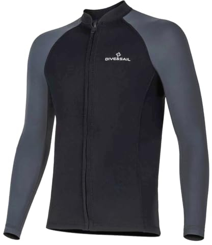 Wetsuit Top Men Long Sleeve Front Zip Wetsuit Jacket 1.5mm Neoprene Body Nylon Sleeve Swimsuit for Swimming Diving Surfing M Size