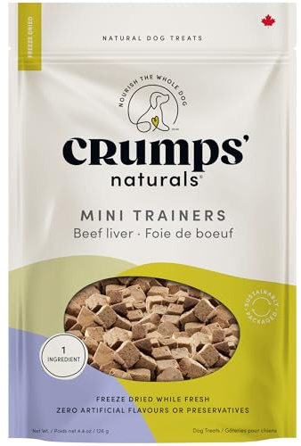 Crumps' Naturals Freeze Dried Beef Liver Mini Trainers, 4.4oz, Dog Treats