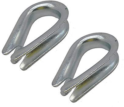 (2 Stück) Drahtseilkausche Stahl verzinkt 10 mm Ø DIN 6899B Kabel Drahtseil Fingerhüte Rigging Klemmen (2)