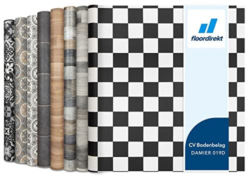 Floordirekt | Atlantic | Rouleaux, Dalles et lames PVC | 200 x 300 cm | Épaisseur de 2,7 mm | Idéal pour les passages intensifs cuisine, le salon, le couloir et la chambre | Damier 019d