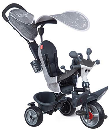 Smoby - Baby Driver Plus Grau - 3-in-1 Kinderdreirad, mitwachsendes Multifunktionsfahrzeug mit premium Ausstattung, für Kinder ab 10 Monaten, 741502