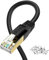 HiiPeak 15m Cable Ethernet Cat 8 Lan RJ45, Cable Internet à Haut Débit de 40 Gbit/s et 2000 Mhz avec Connecteurs Plaqués Or, Cable Réseau Noir Rond