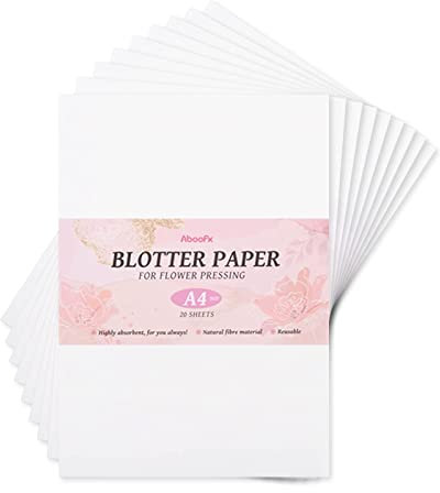 Aboofx 20 Sheets Blotting Paper for Flower Press, Large A4 Highly Absorbent and Reusable Blotter Paper for Flower Press Herbarium Paper Craft 8.26 x 11.8 inch Blotter Papers Sheets