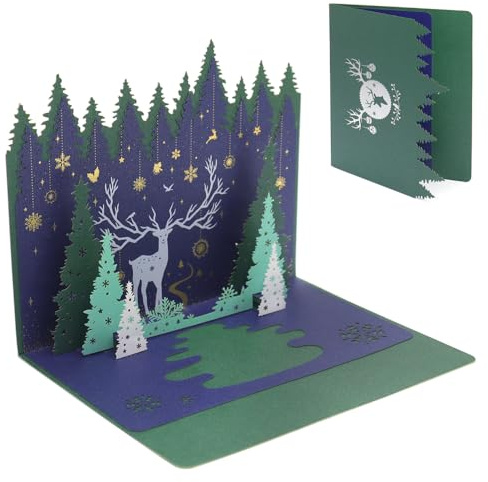 Weihnachtskarten, Klappkarten mit Weihnachtsbaum-Motiv, Bestes Geschenk für Weihnachten, Umschlag enthalten, Chrismas Geschenkkarte, Santa Claus