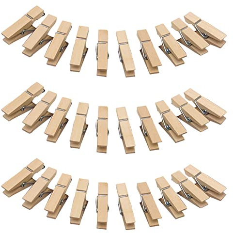 Cerioll Holzklammer,Mini Zierklammern,Deko Holz Wäscheklammer KleinWäscheklammern aus Holz,Kleine Holzclips,Deko-Wäscheklammer zum Befestigen - Aufhängen von Fotos,Postkarten,Briefen,3.5cm,30 Stück