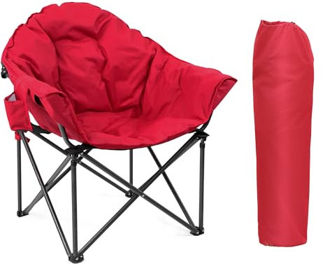 LET'S CAMP Übergroßer Campingstuhl Moonchair Faltbar Untertasse Klappstuhl Angelstuhl Campingsessel aus Oxford Gewebe mit Kühltasche für Outdoor Indoor