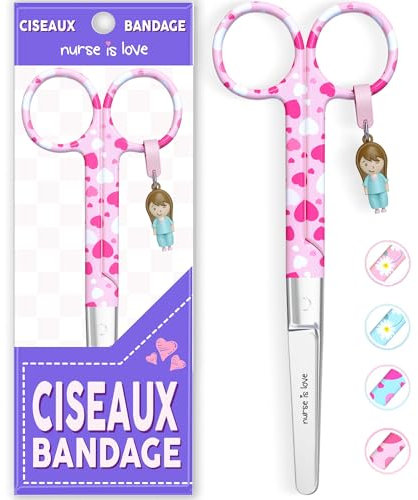 Mayo Ciseaux infirmiere, ciseaux infirmier bout rond | infirmiere accessoires avec motifs uniques à pansement compressif | lames aiguisées inox | idéal trousse de secours