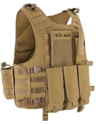 Snacam Tactical Vest Airsoft Painball Vest Outdoor Equipment for Men (Tan)