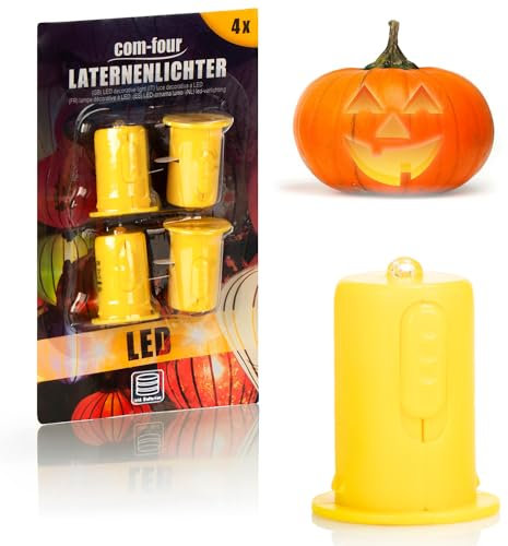 com-four® 4X LED Deko-Licht für Papierlaternen - LED-Teelichtersatz - warmweißes Laternenlicht - batteriebetriebene LED-Kerze - Mini-Lampe für Lampions, Windlichter, Kürbisse, Ballons und Dekoration