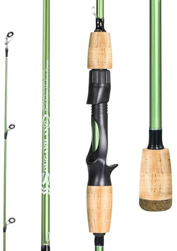 Sougayilang Angelruten, 24 Tonnen Kohlefaser-Spinnrute & Gießrute Edelstahlführungen, leichte Baitcasting-Rute – 2 Stück, Casting, 1,8 m