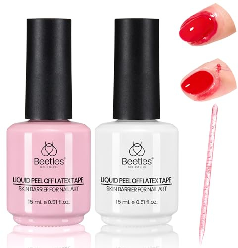 beetles Liquid Latex for Nails 30ml Latex Liquid Nail Peel off Cuticle Guard for Nail Polish with Plastic Nail Care Stick White Pink Liquid Latex Barrier Protecto