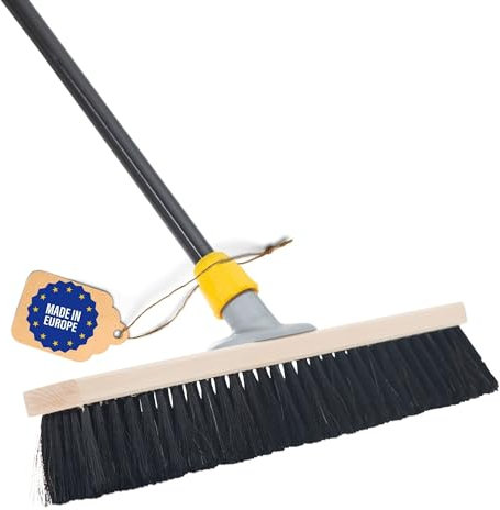 Novaliv Escoba de 50 cm con mango, mezcla de pelo, escoba fina con mango, ideal como escoba de taller, escoba industrial, escoba para el hogar, escoba de habitación, escoba para el pelo, escoba de