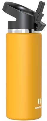 Super Sparrow Water Bottle Insulated - 750ml - Wide Mouth Metal Bottle - Wide Mouth SwivelSip Flask - BPA Free, Leak Proof - Ergonomic Straw Water Bottles for Work, Gym, Travel, Sports