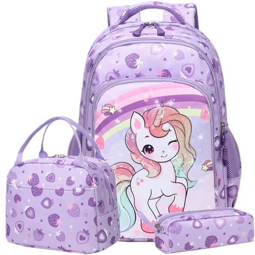 Jumpopack Cartable Licorne Primaire Cartable CP Fille Sac à Dos Fraise Licorne Sacs Scolaires, Cartables et Trousses Pourpre
