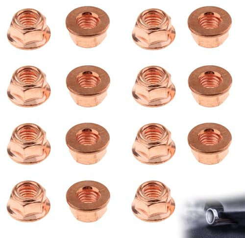 15 tuercas de escape M8 hexagonales, M8 x 1,25 CU SW13, tuerca de cobre hexagonal, autobloqueante, tuercas de colector de cobre, perno de tubo de escape, tornillo de cobre, para BMW E30