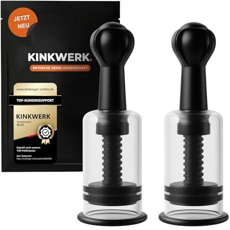 KINKWERK Nippelsauger Set (Schwarz) | Brustsauger für intensive Nippelstimulation | Vakuum-Nippelsauger für Frauen, Männer & Paare (M (3,1 cm))