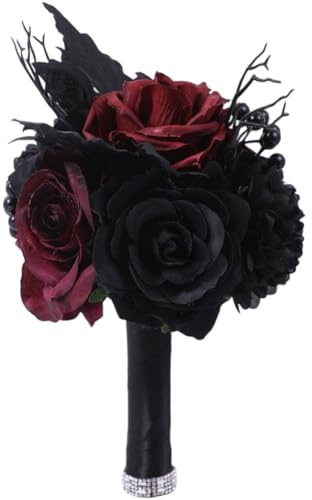 Ramo De Novia, Ramo De Flores Artificiales Góticas, Ramo De Rosas Artificiales, Ramos Falsos DIY para Boda, Compromiso