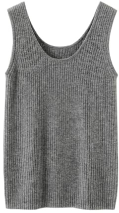 WEWE Damen Kaschmir Rundhals RIPP Slim Pullunder,Grau,42