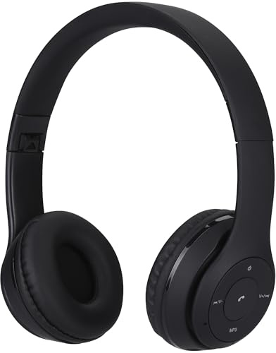 NK Cuffie senza fili Bluetooth per archetto, leggere e confortevoli, FM/TF, 4 ore di autonomia, ricarica 2 ore, colore: nero