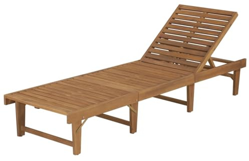 Gecheer lettino da giardino, lettino pieghevole per prendisole in legno massello di acacia per esterno