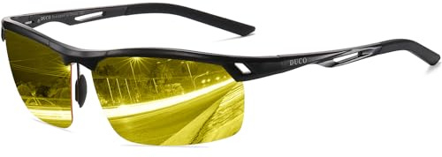 DUCO Lunettes de Conduite de nuit Lunettes anti-phare anti-éblouissement Lunettes Polarisées 8550Y (Noir)