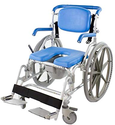 Platinum Health Bariatric Shower/Commode/Transport Chair, Heavy Duty 600lb Capacity, Padded, Retractable Arm and Foot Rests. Self-Propel Wheels. MaxiBathe Professional Shower Chair