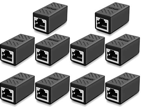 Y.D.F Ethernet Cable Extender, RJ45 Coupler, Extender Connector - Ethernet Coupler for Cat8/ Cat7/ Cat6/ Cat5 Ethernet Cables (Female Black 10 Pack)
