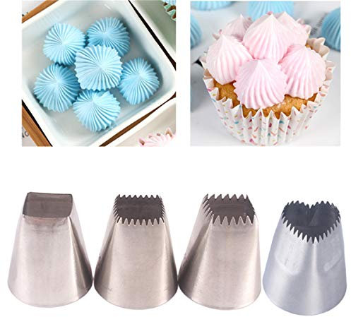 Decorazione Torte Set, FantasyDay 4 Pezzi Ugello in Acciaio Inossidabile Professionale da Pasticceria - Bocchette Decorative Accessori per Torte, Cupcakes, Pasta di Zucchero, Muffin, Dolci, Biscotti