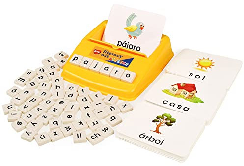 BOHS Spansk läskunnighet Wiz roligt spel - Espanol små bokstäver siktord - 60 flashkort - förskolespråkinlärning pedagogiska leksaker