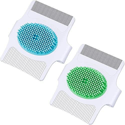 2 PCS Cradle Cap Brush, 3-in-1 Cradle Cap Comb,Safe Scalp Brush with Soft Rubber Bristles, Gently Massage Care Scalp